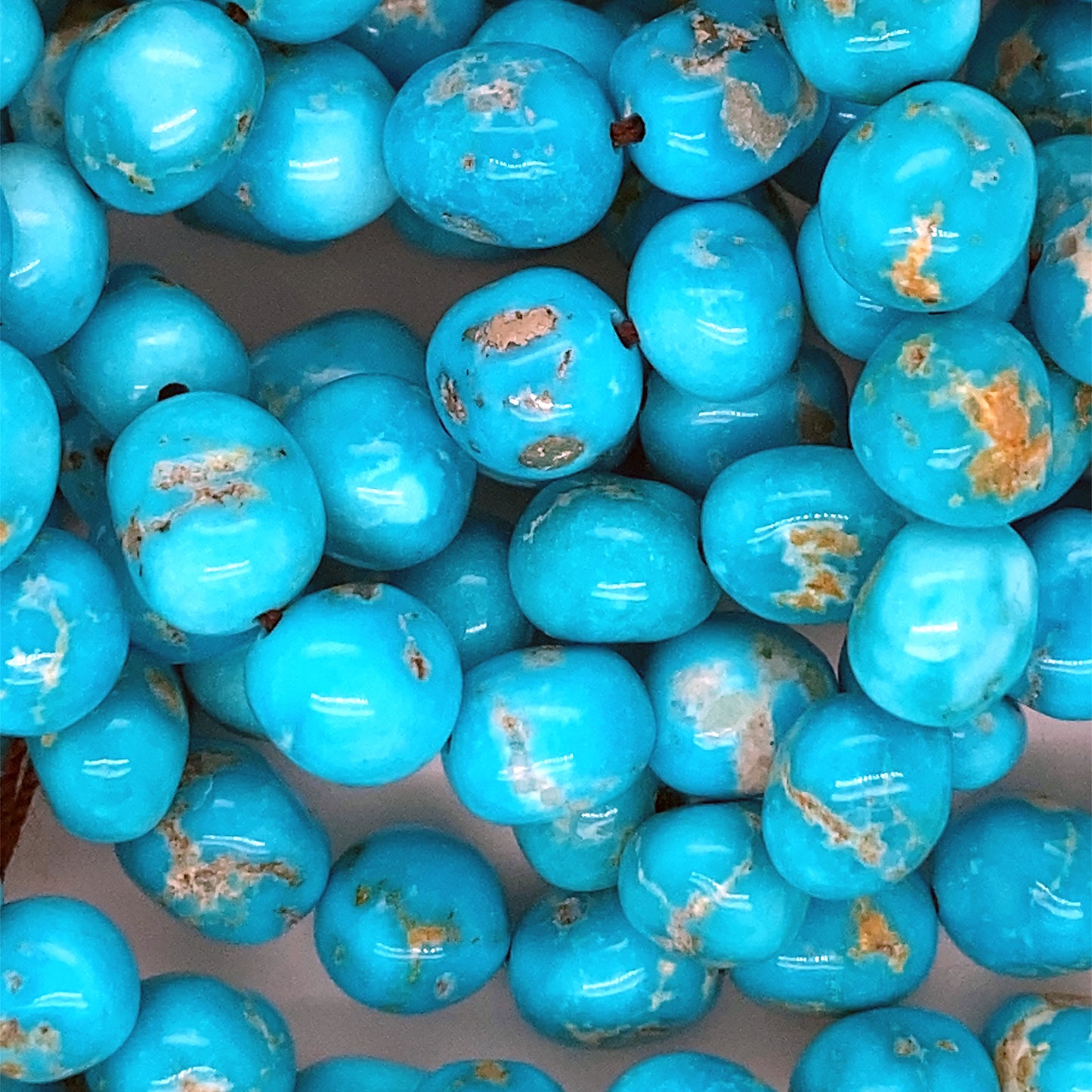 Blue Ridge Orvil Jack Turquoise Beads Potato Shape 7-8mm 4" -NewWorldGems