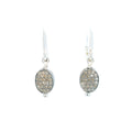Pave Diamond Earrings Sterling Silver 6X8Mm 1.25" -NewWorldGems