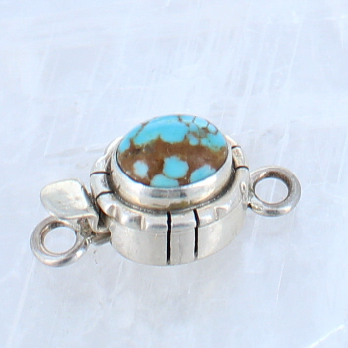 Turquoise Nevada #8 Mine Clasp Sterling Southwestern Design -NewWorldGems