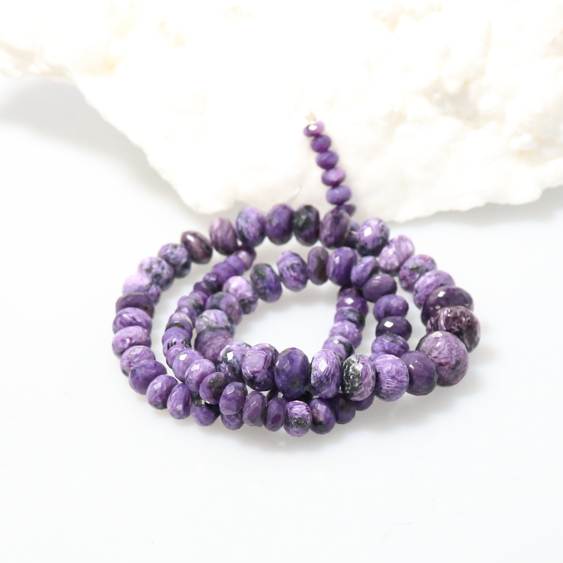 AAA Charoite Beads Faceted Rondelles 5-11mm -NewWorldGems