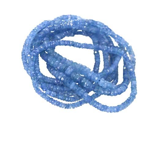 AAA Ceylon Sapphire Beads Faceted Rondelles Deep Powder Blue 18" -NewWorldGems