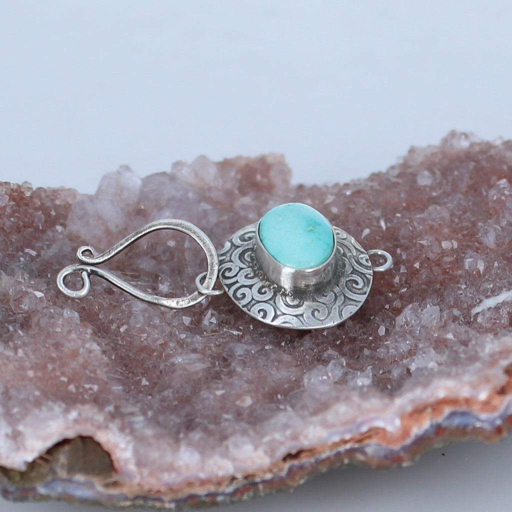Mixed American and Sonoran Turquoise Sterling Clasp J Hook -NewWorldGems