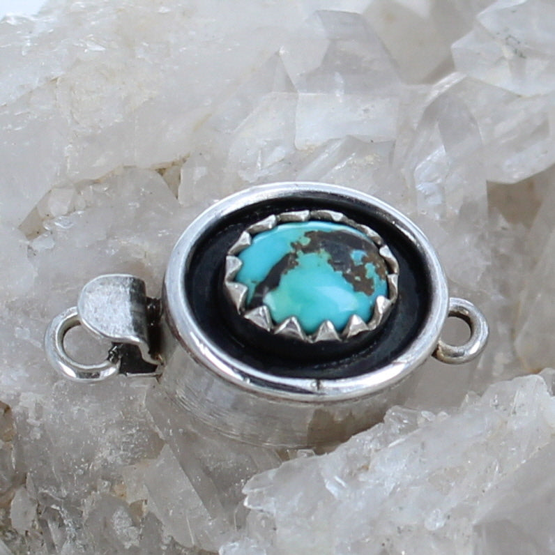 Carico Lake Turquoise Clasp Sterling Southwest 8X6mm -NewWorldGems