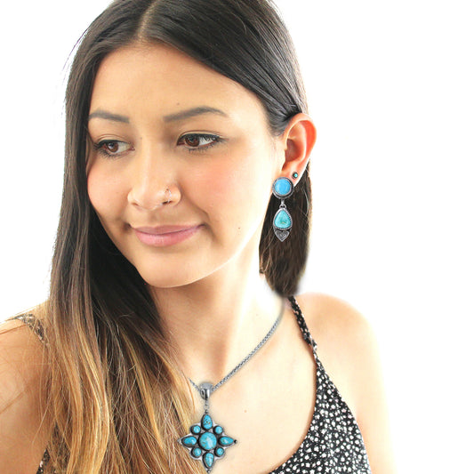 North Star Design Sonoran Blue Jay Turquoise Pendant Sterling -NewWorldGems