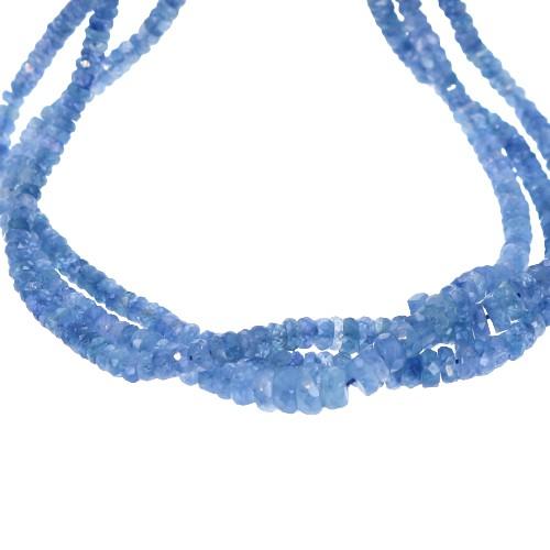 AAA Ceylon Sapphire Beads Faceted Rondelles Deep Powder Blue 18" -NewWorldGems