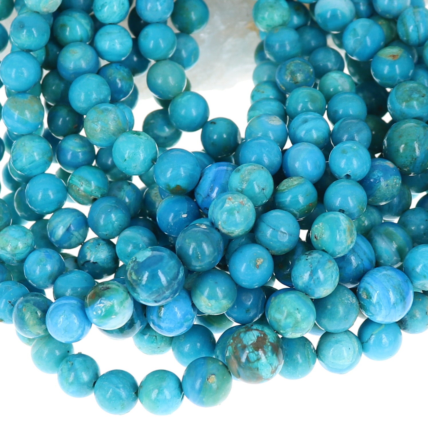 PERUVIAN OPAL Beads Ocean Blue 6.5mm Set of 14 Beads