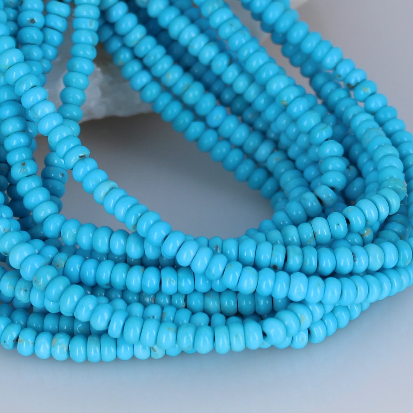 AAA Blue Ridge Orvil Jack Turquoise Beads Button Rondelles 4mm -NewWorldGems