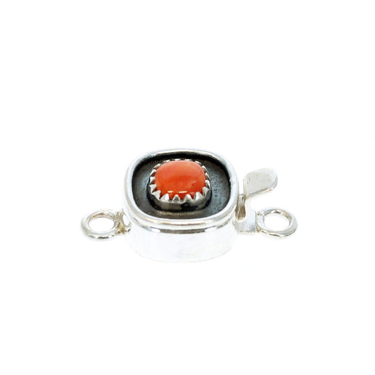 Spiny Oyster Clasp Cushion 6Mm Southwest Style Bezel Red/Orange -NewWorldGems