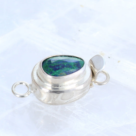 Azurite Malacite Clasp Sterling 8x10mm Free Form Shape -NewWorldGems