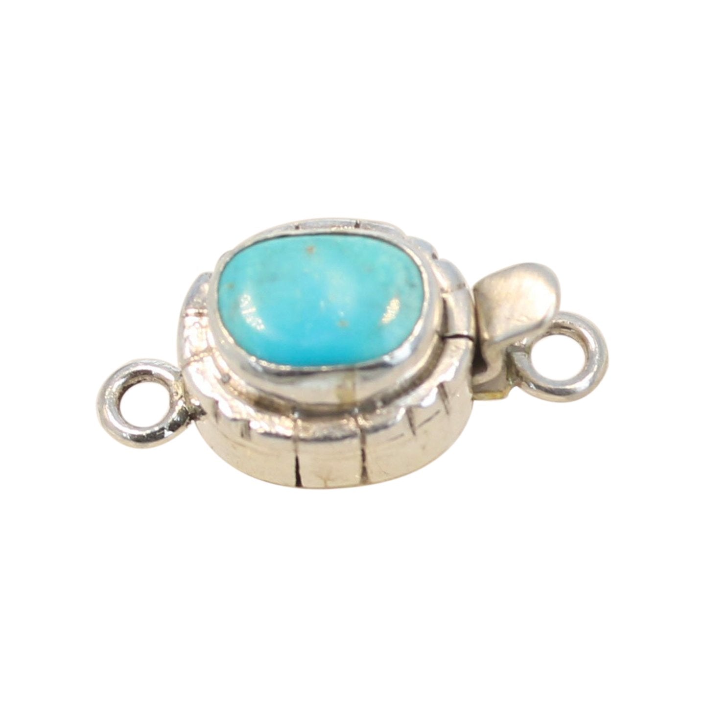 Castle Dome Turquoise Sterling Clasp Southwest Style -NewWorldGems