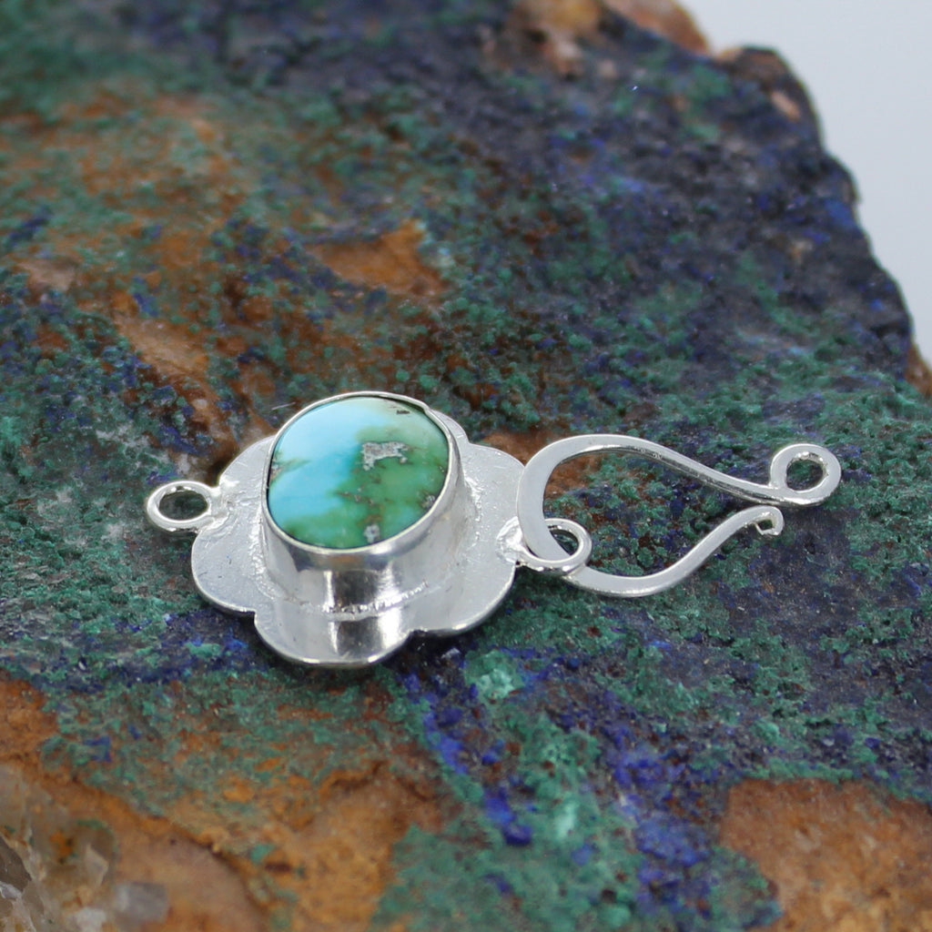 Lime Green Sonoran Gold Turquoise Sterling Clasp J Hook -NewWorldGems