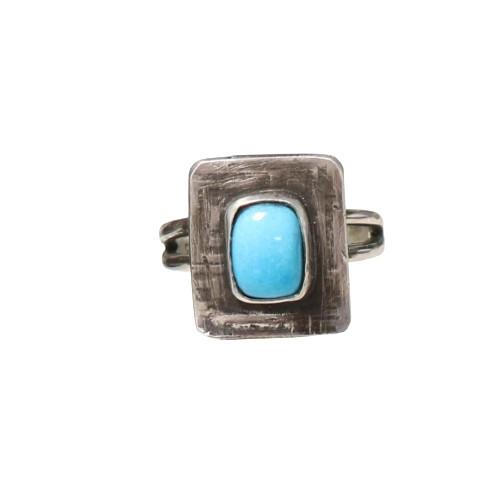 Ring Sleeping Beauty Turquoise Sterling Faceted Sze 6 -NewWorldGems