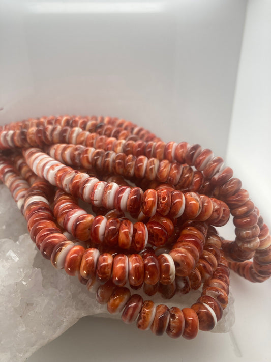 Red Spiny Oyster Beads Rondelles 10mm 16" -NewWorldGems