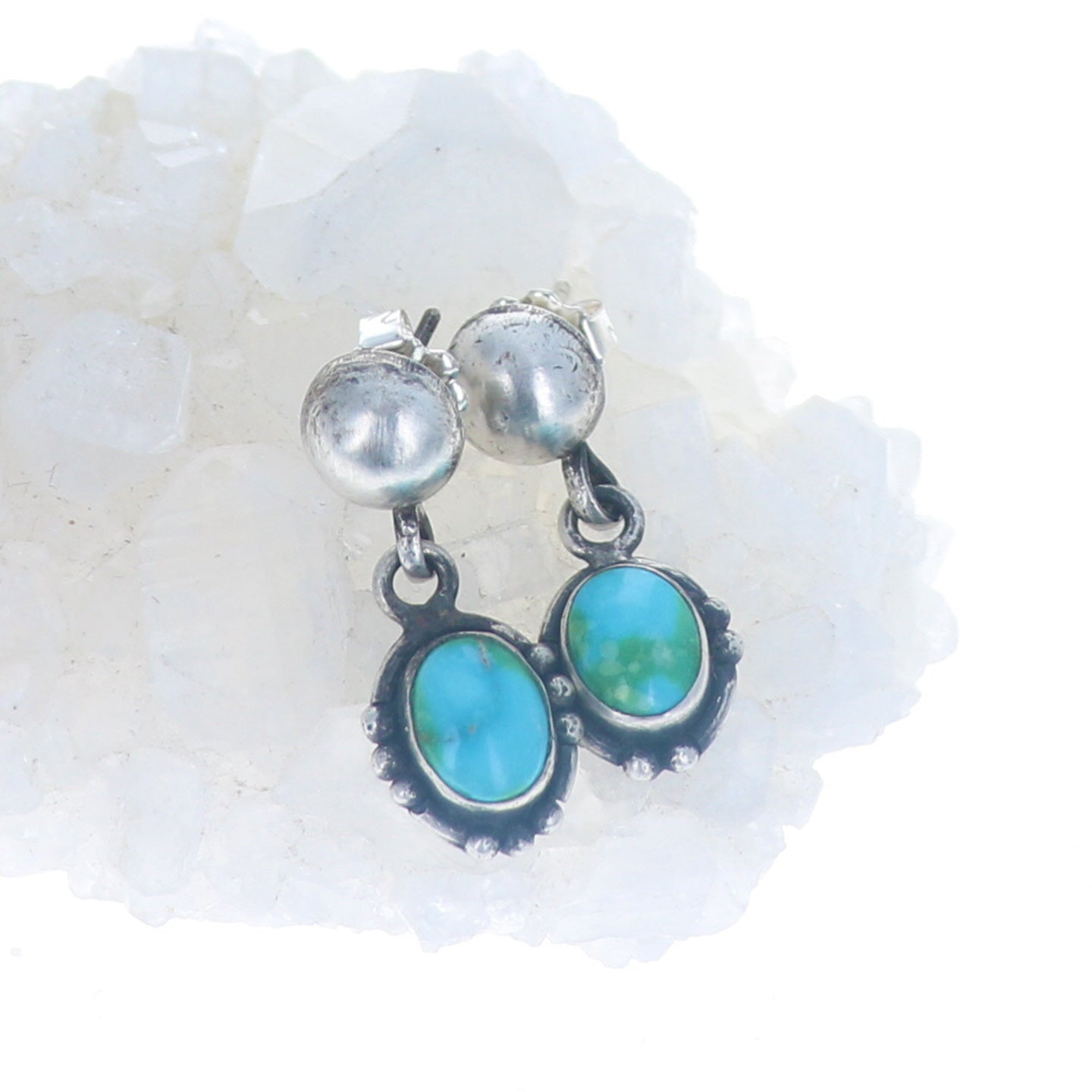 Sonoran Gold Turquoise Earrings Green Or Blue Sterling -NewWorldGems