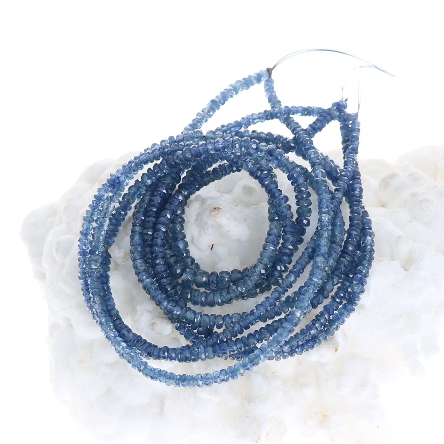 AAA Midnight Blue Sapphire Beads Faceted Rondelles 18" -NewWorldGems