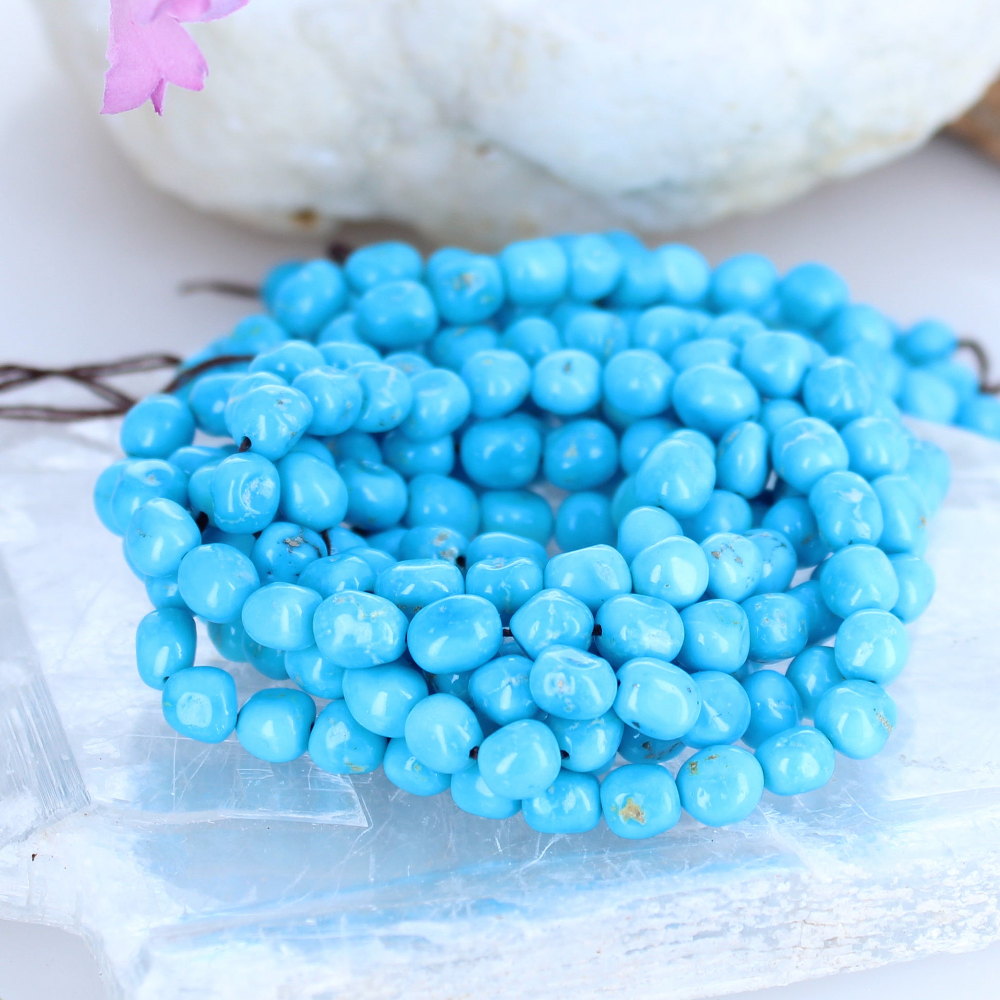 Blue Ridge Orvil Jack Turquoise Beads Potato Shape 5mm 16" -NewWorldGems