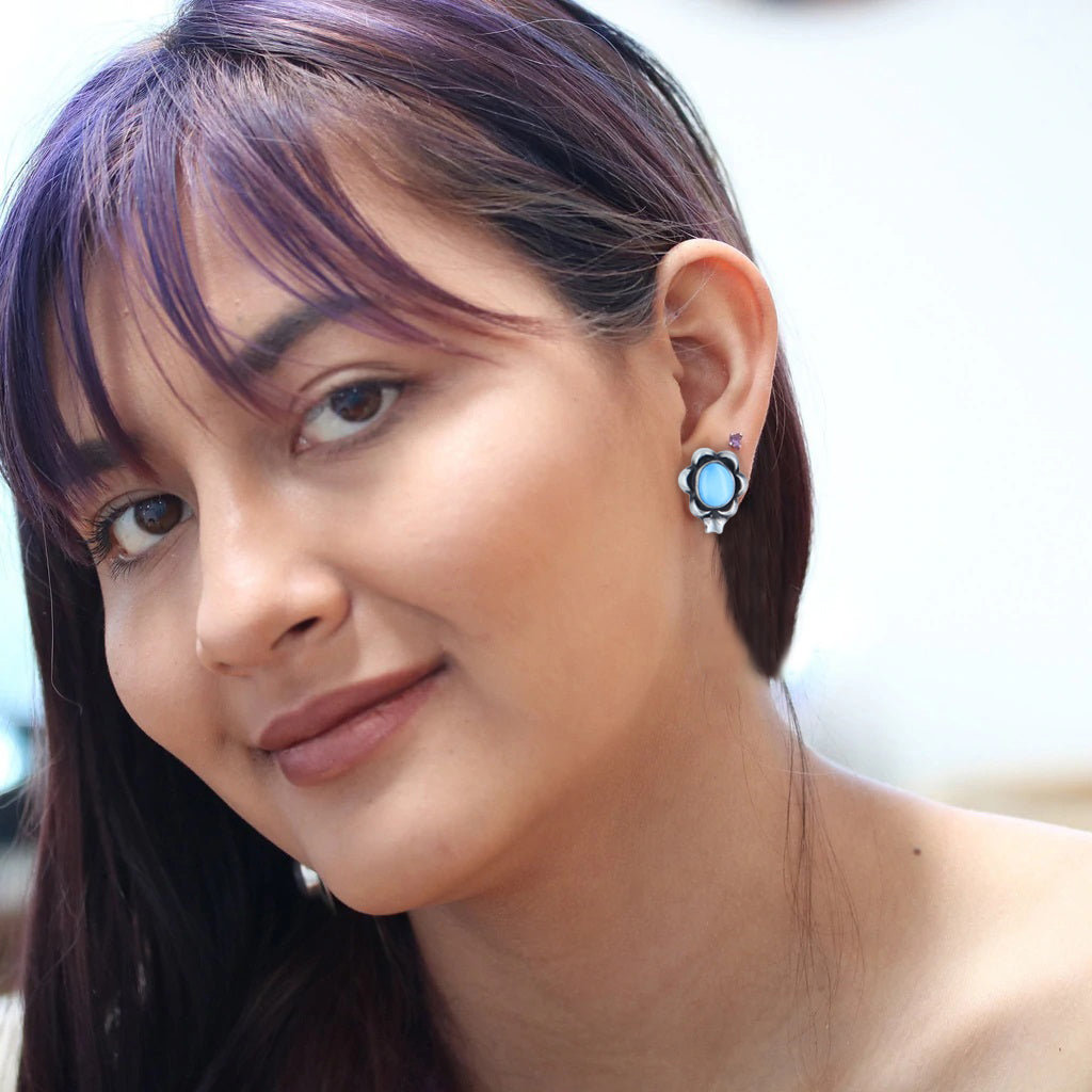 Many Moons Kazakhstan Turquoise Earrings Sterling -NewWorldGems