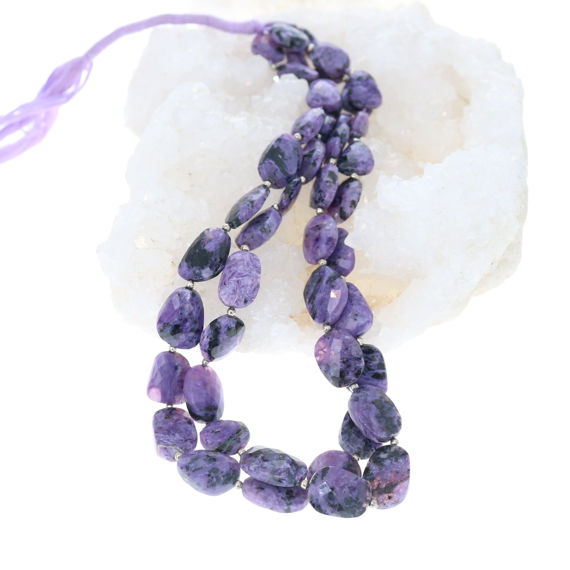 Charoite Beads Faceted Free Form 16" -NewWorldGems