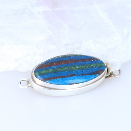 Rainbow Calsilica Clasp Oval Sterling Silver Large 24X14mm -NewWorldGems