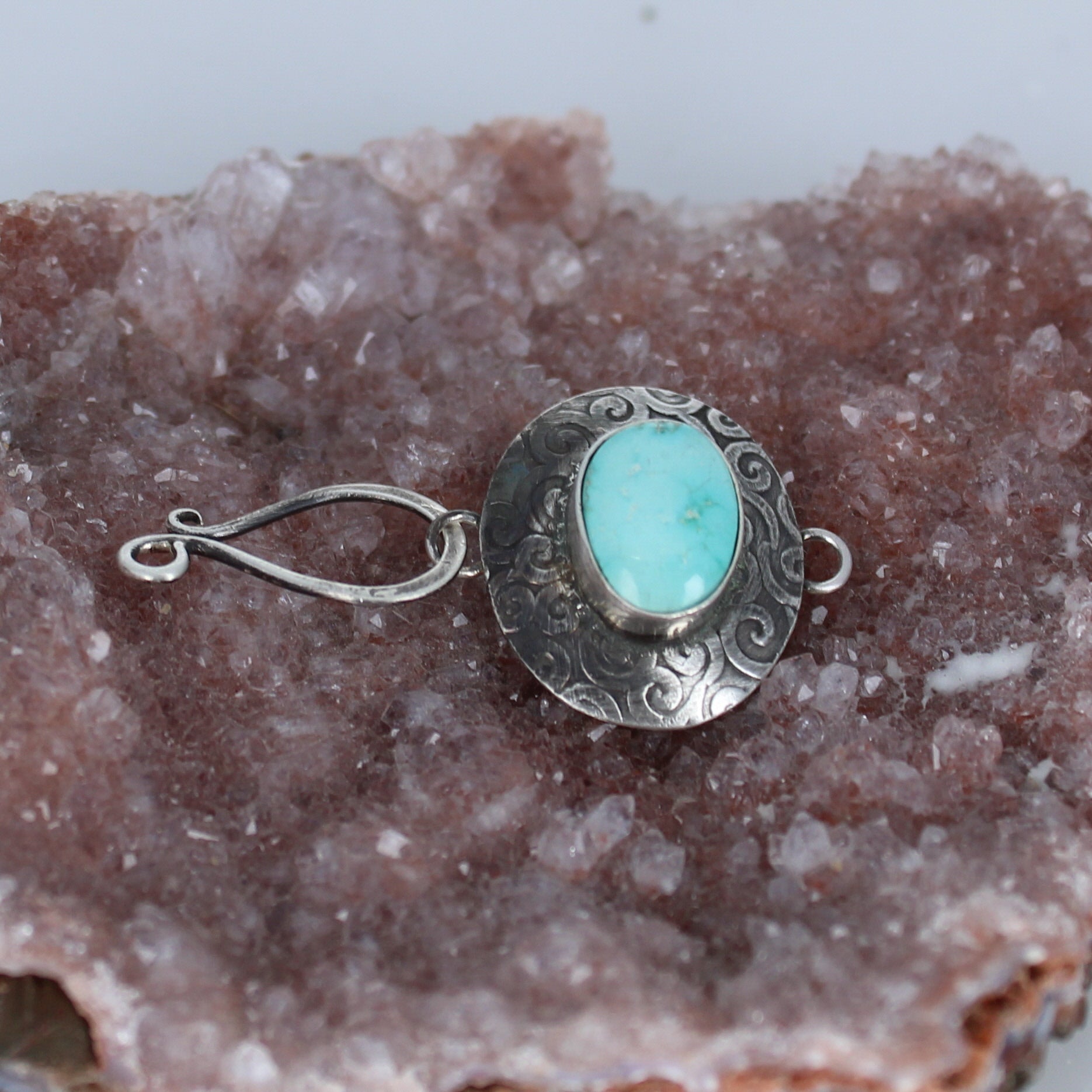 Mixed American and Sonoran Turquoise Sterling Clasp J Hook -NewWorldGems