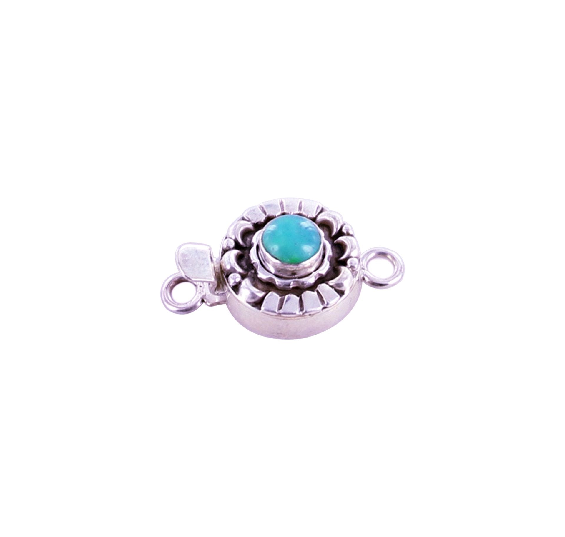 Gem Silica Clasp Sterling Moon Petal Design 6Mm Round -NewWorldGems