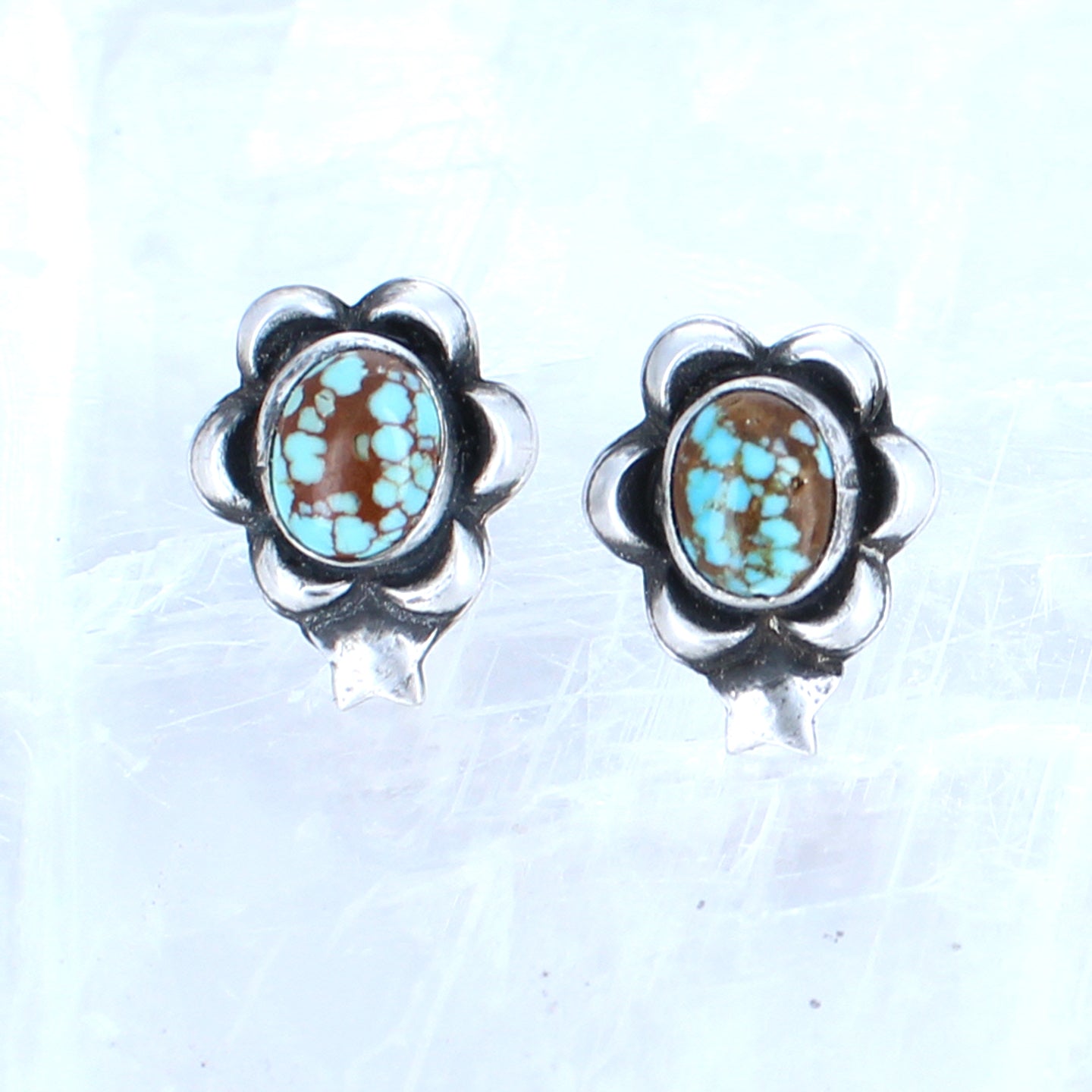Many Moons Rare #8 Mine Turquoise Earrings Sterling -NewWorldGems