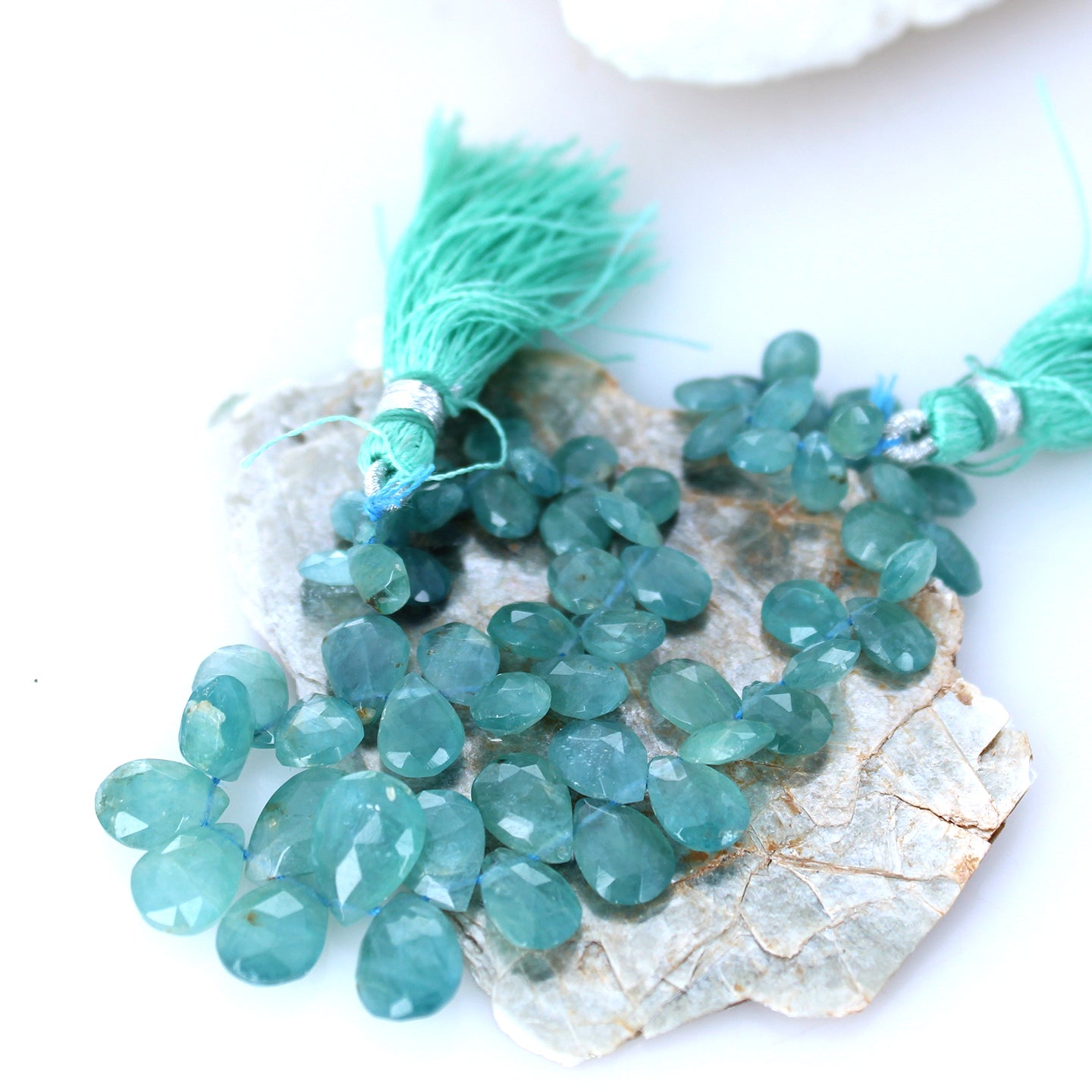 AAA GRANDIDIERITE Briolettes Faceted Graduated Light Paraiba Blue -NewWorldGems
