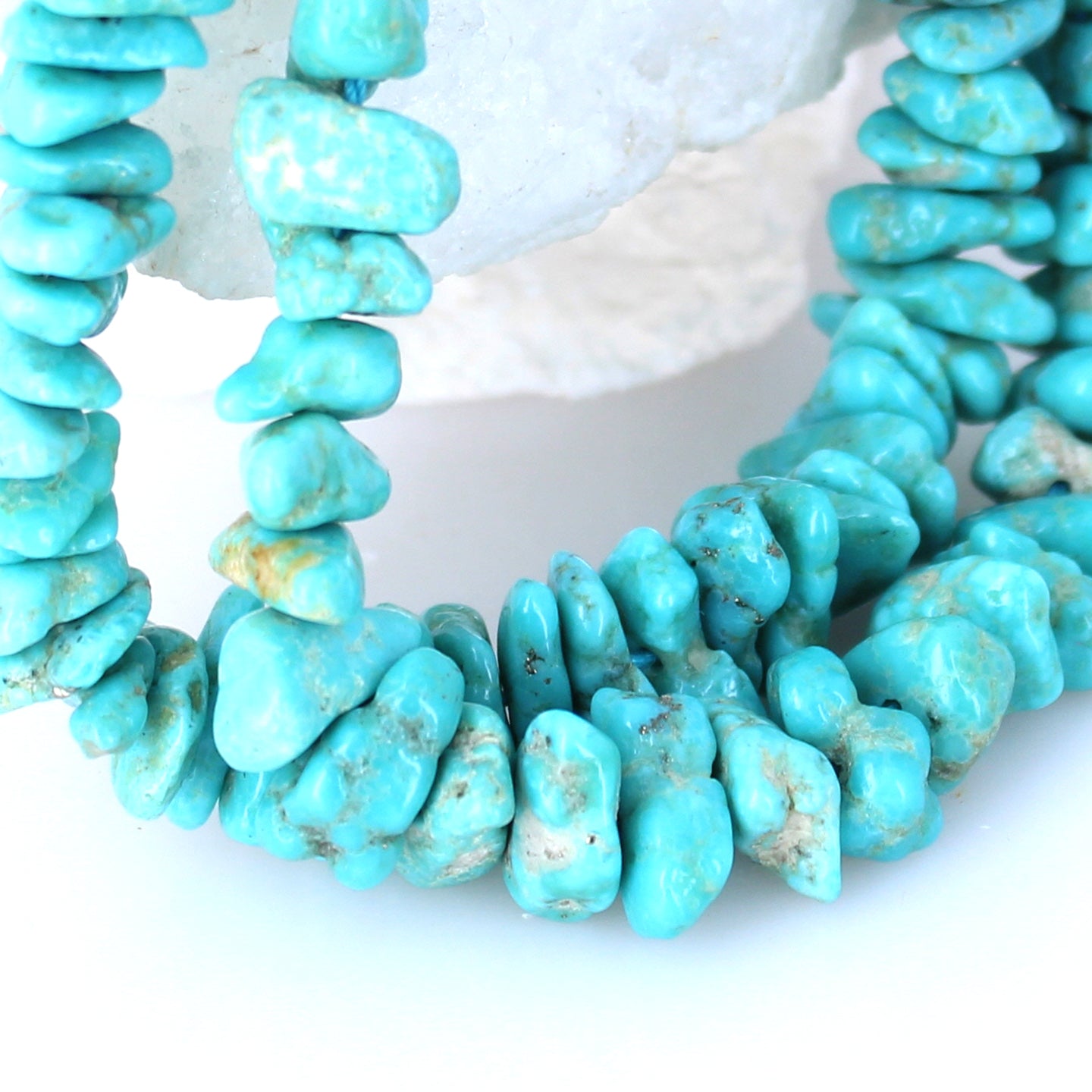 Searchlight Turquoise Beads Nevada Nuggets Sky Blue Pyrite -NewWorldGems