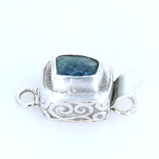 AAA Blue Tourmaline Faceted Sterling Clasp Patterned Design #2 -NewWorldGems