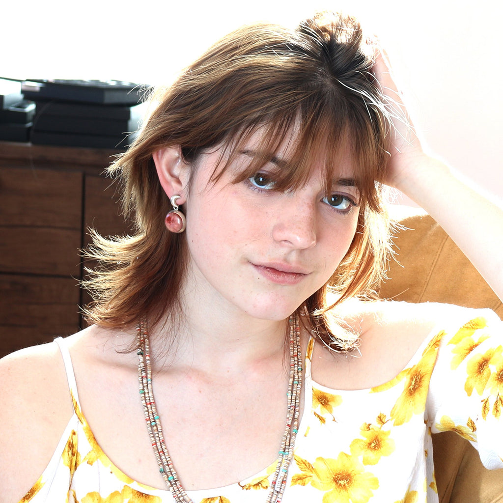 Utah Coral Moon Earrings Sterling Silver Posts -NewWorldGems