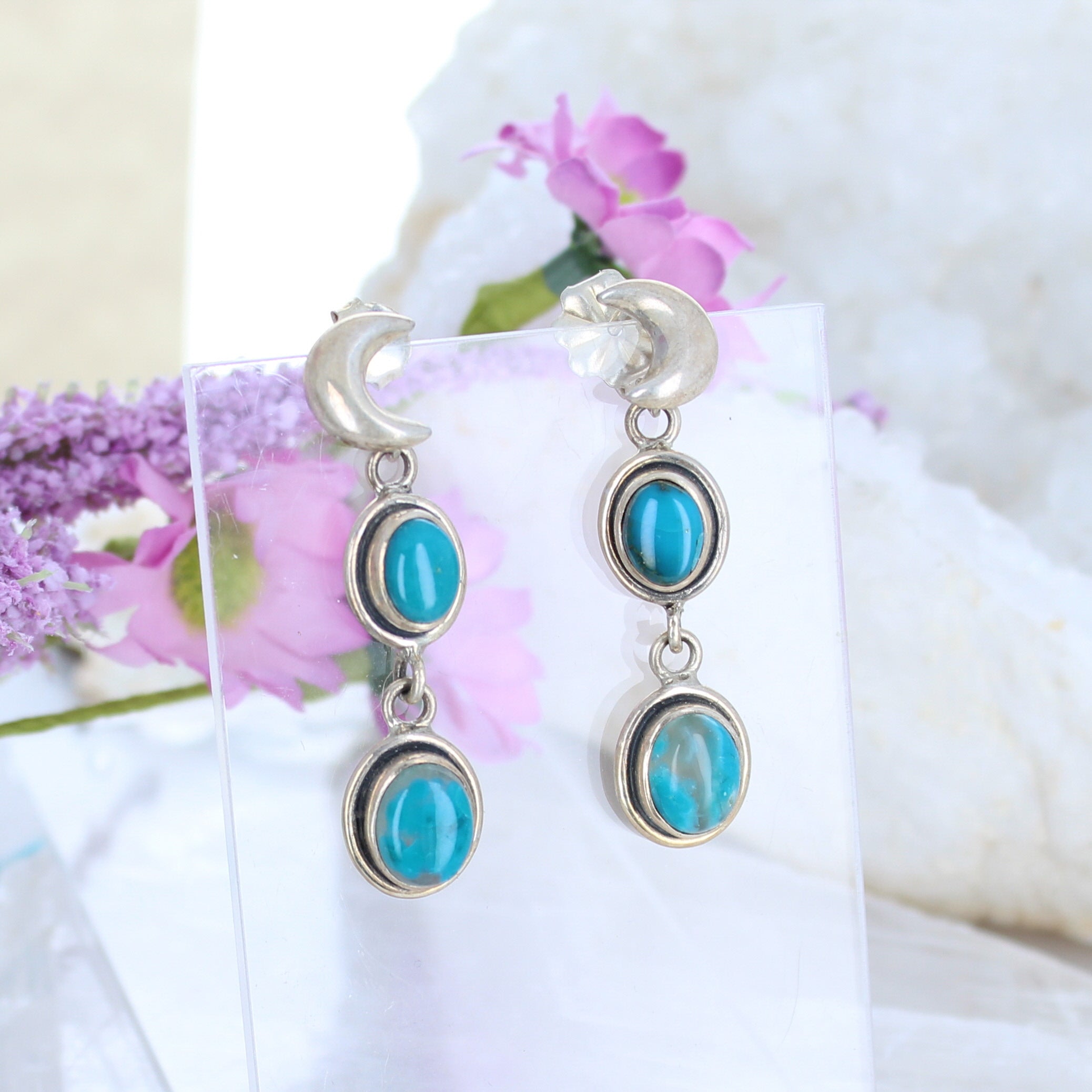 Gem Silica Earrings Sterling Silver Moons -NewWorldGems