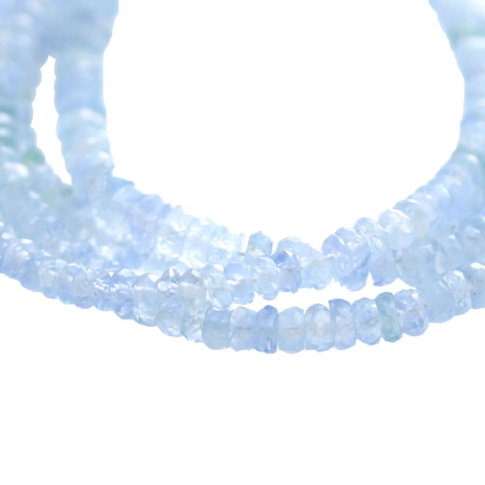 Sapphire Faceted Disc Rondelle Beads Ice Blue 3-5Mm 18", -NewWorldGems