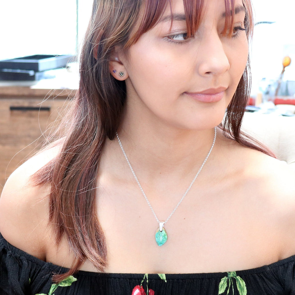 Turquoise Mountain Turquoise Pendant Sterling #3 -NewWorldGems