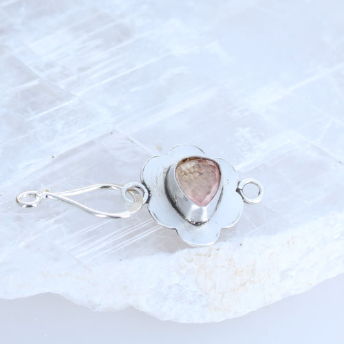 AAA Pink Tourmaline Faceted Sterling Clasp Patterned J Hook -NewWorldGems