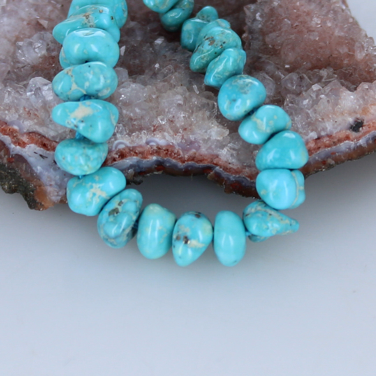 WHITE CREEK Turquoise Beads Nuggets 5-6mm 4" -NewWorldGems