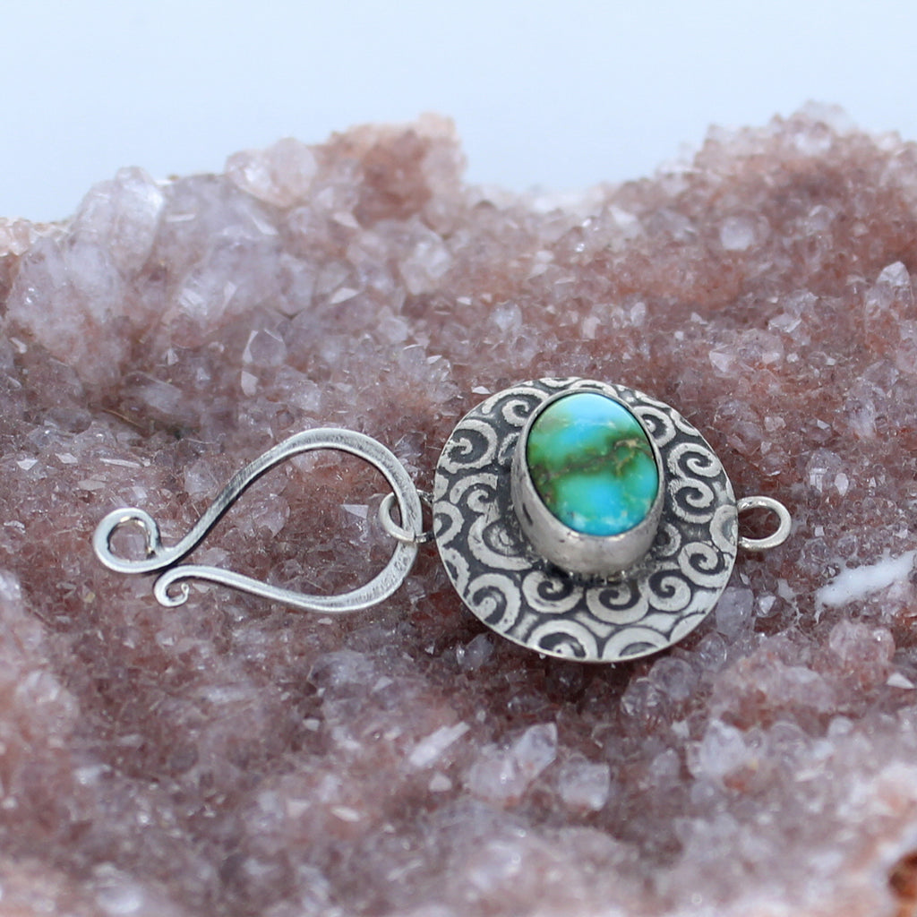 Mixed American and Sonoran Turquoise Sterling Clasp J Hook -NewWorldGems