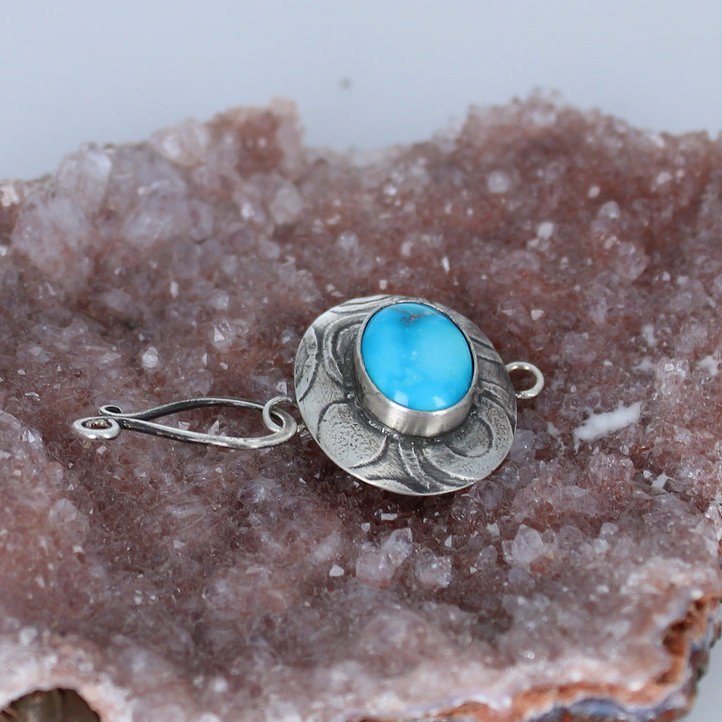 Mixed American and Sonoran Turquoise Sterling Clasp J Hook -NewWorldGems