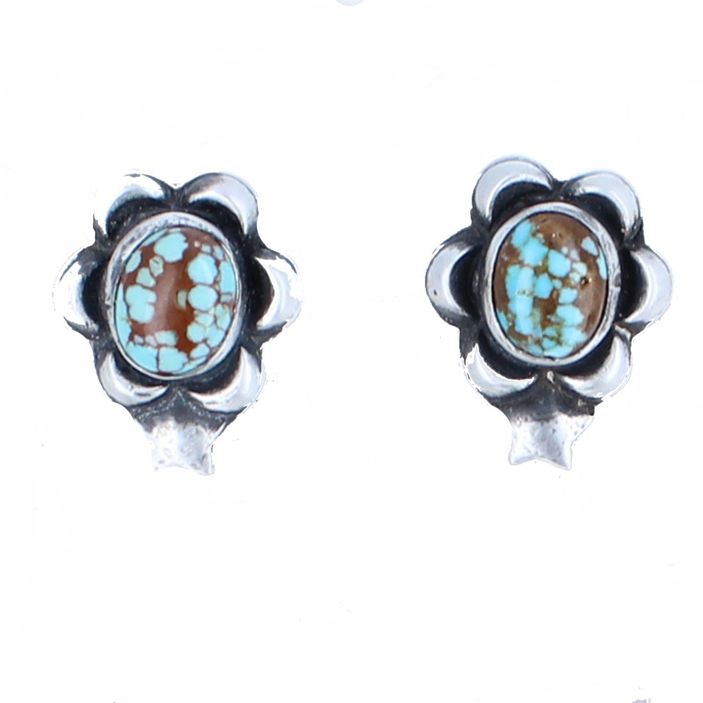 Many Moons Rare #8 Mine Turquoise Earrings Sterling -NewWorldGems