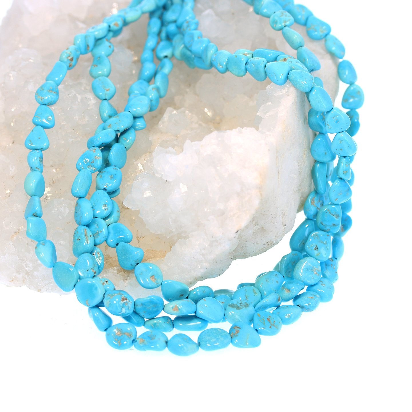 Sleeping Beauty Turquoise Beads Flat Potato Shape -NewWorldGems