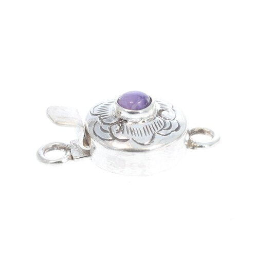 SUGILITE CLASP Round Sterling Cloud Design 4mm -NewWorldGems