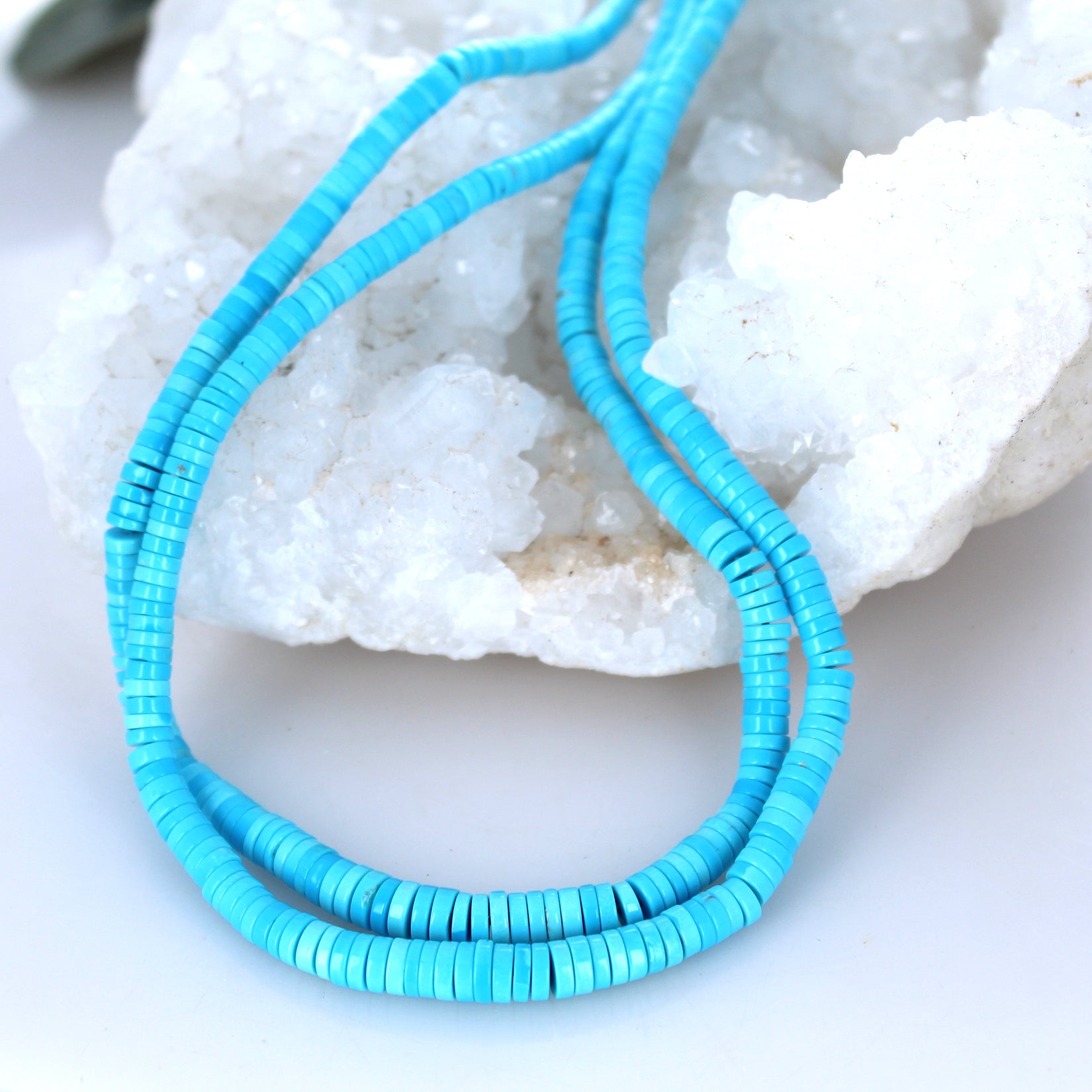 AAA SLEEPING BEAUTY Turquoise Beads Heshi Graduated 3-5mm 19.5" -NewWorldGems