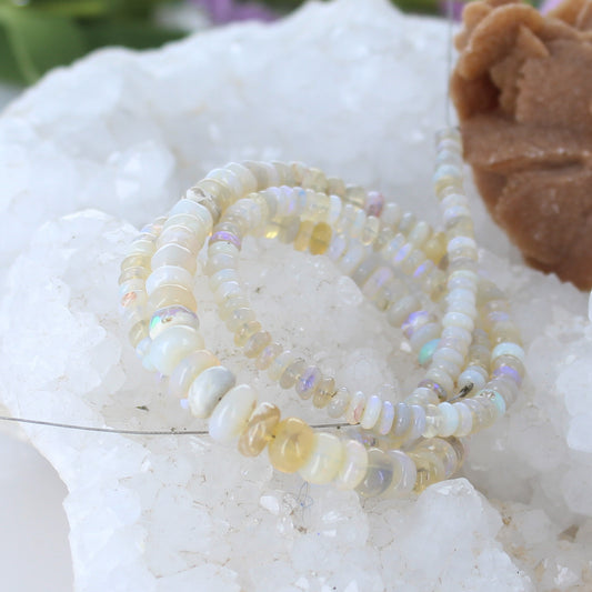 Exquisite Australian Crystal Opal Beads Coober Pedy Rondelles 4-8mm -NewWorldGems