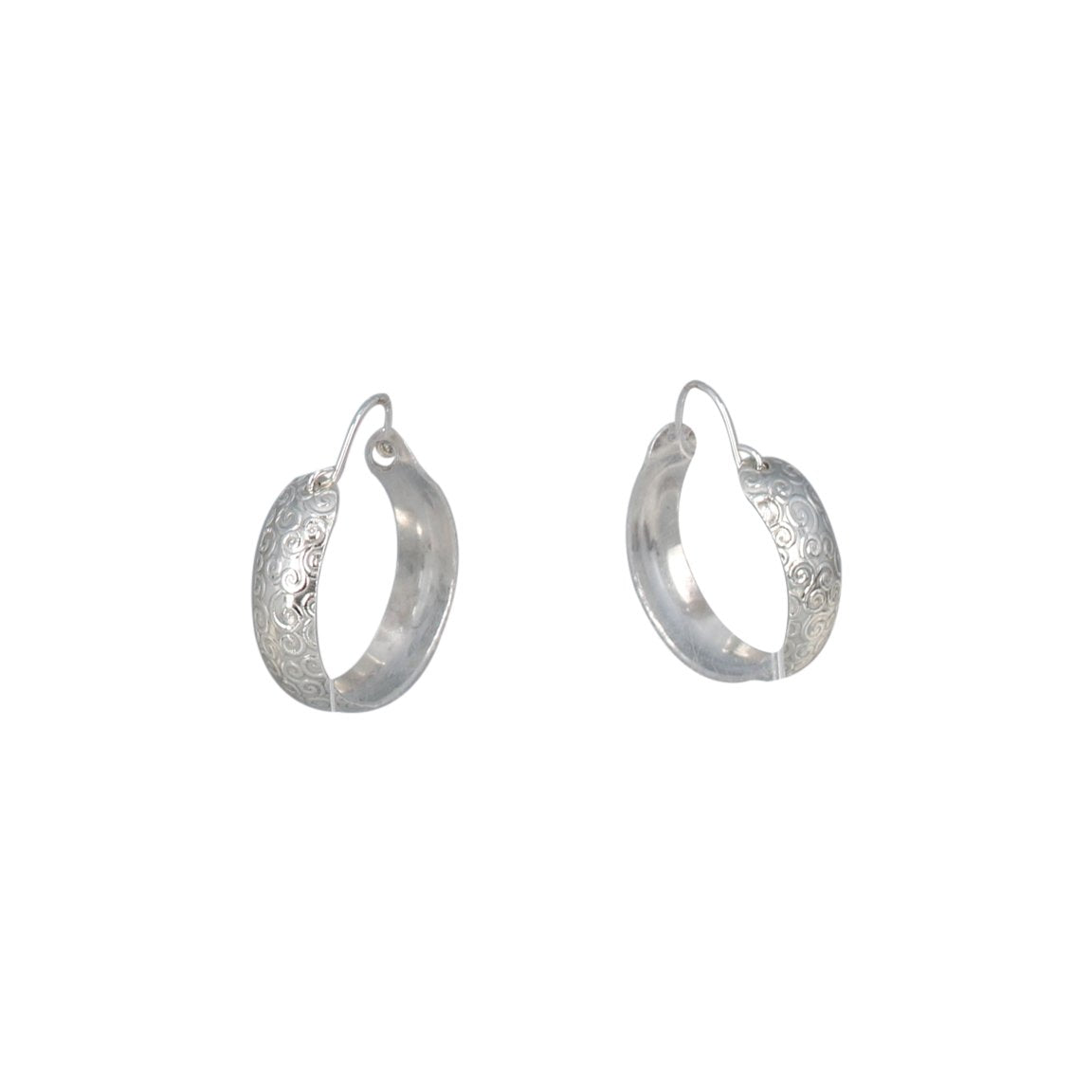 Sterling Silver Hoop Earrings Anticlastic Spiral Design 1.25" -NewWorldGems