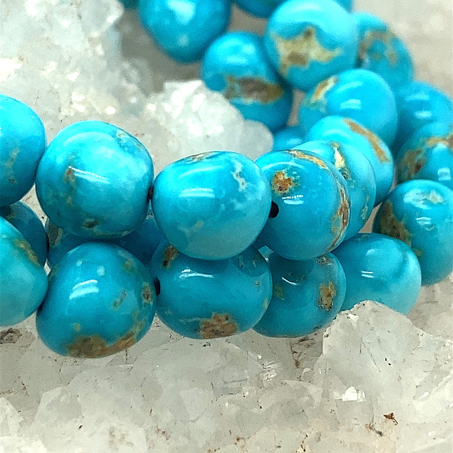 Blue Ridge Orvil Jack Turquoise Beads Potato Shape 7-8mm 4" -NewWorldGems