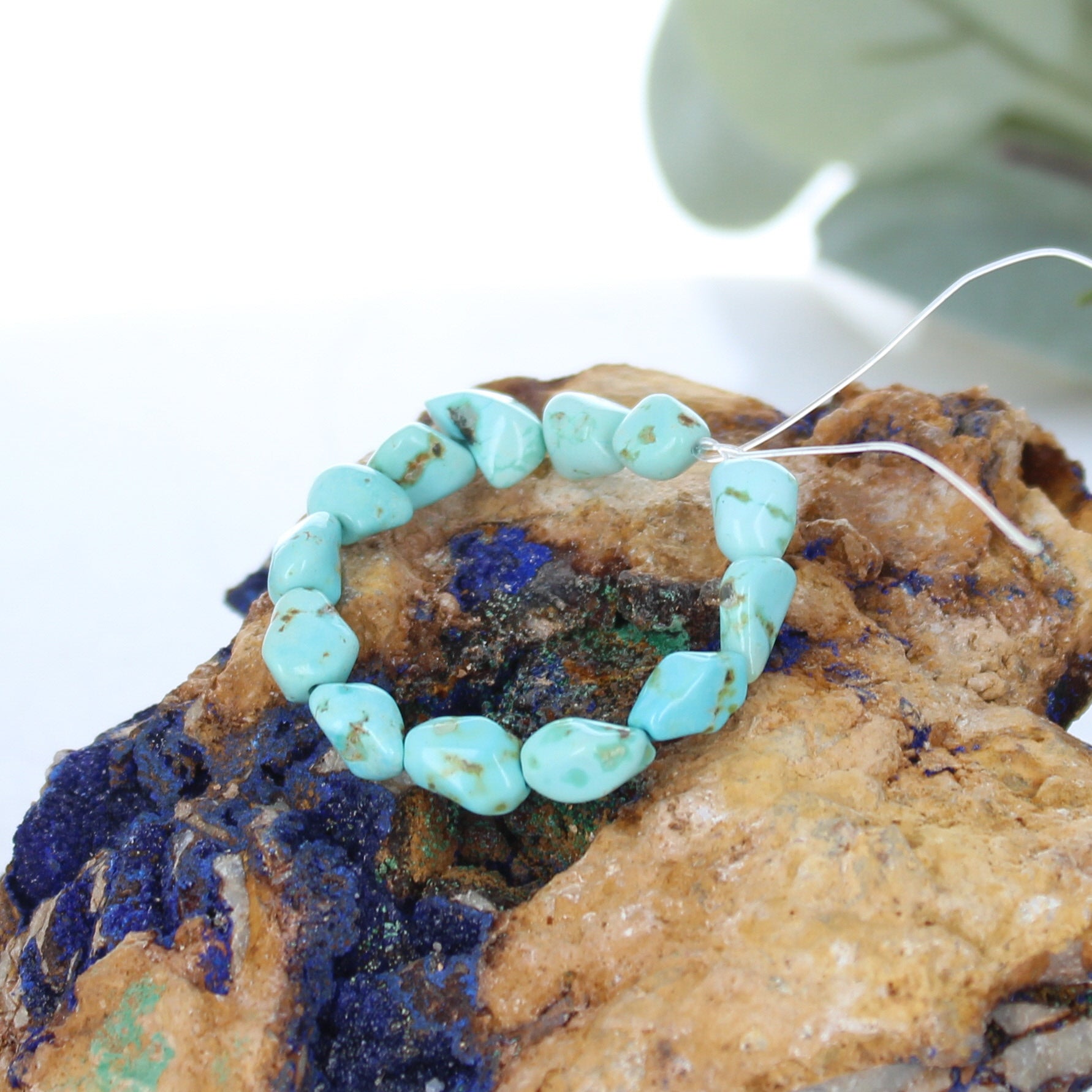 Lone Mountain Turquoise 6-7mm Nugget Beads Pale Blue 4" -NewWorldGems