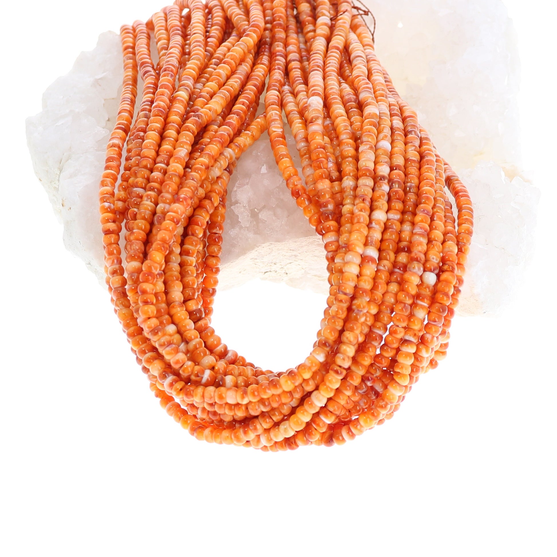 VIVID ORANGE Spiny Oyster Beads Rondelles 4mm 16" -NewWorldGems