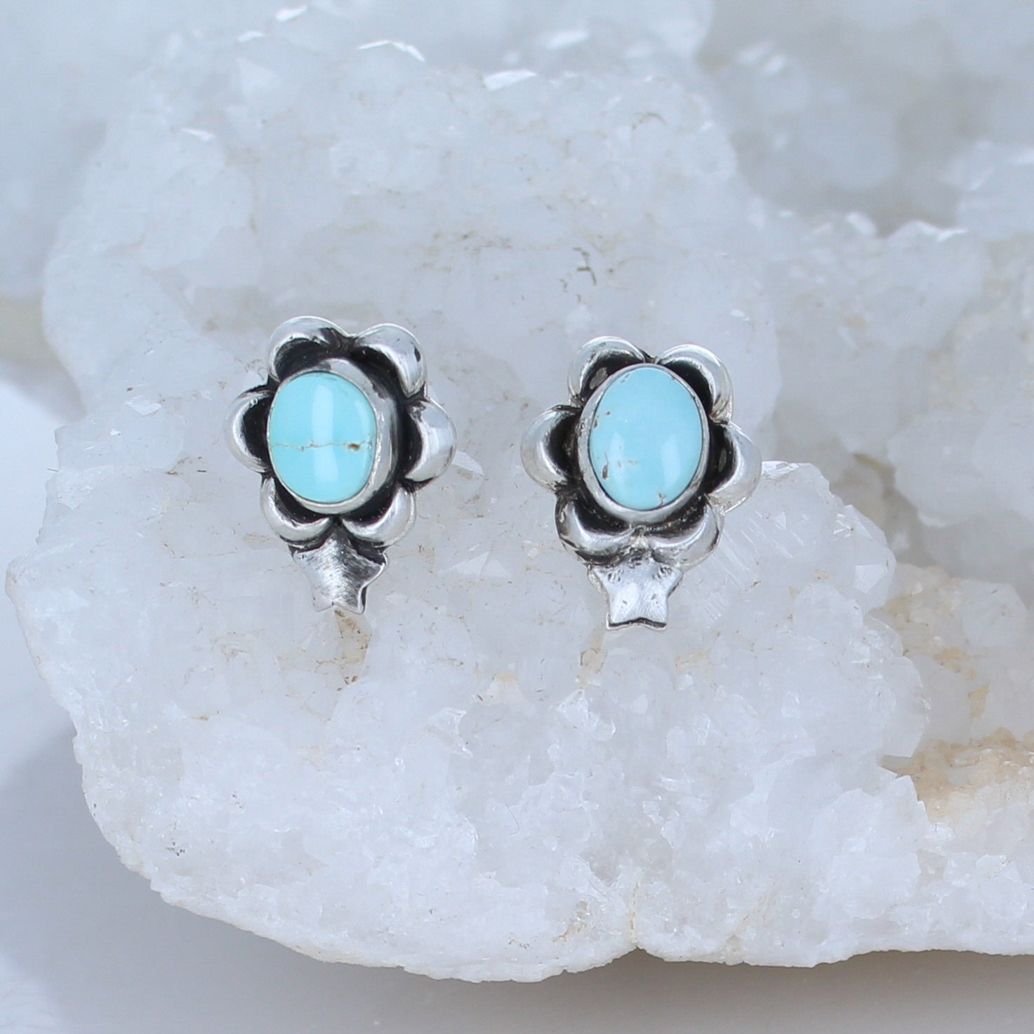 Many Moons Rare Dry Creek Turquoise Earrings Sterling -NewWorldGems