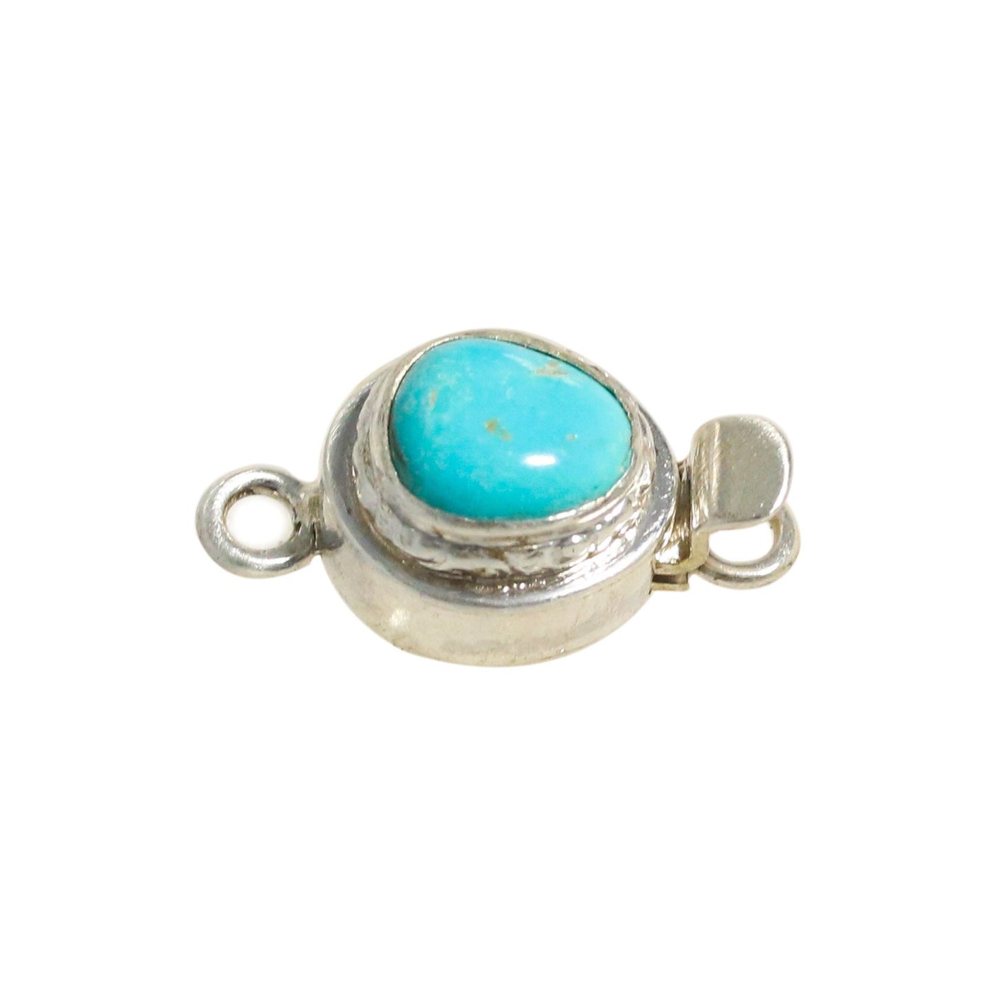 Castle Dome Turquoise Sterling Clasp Free Form Aqua, -NewWorldGems