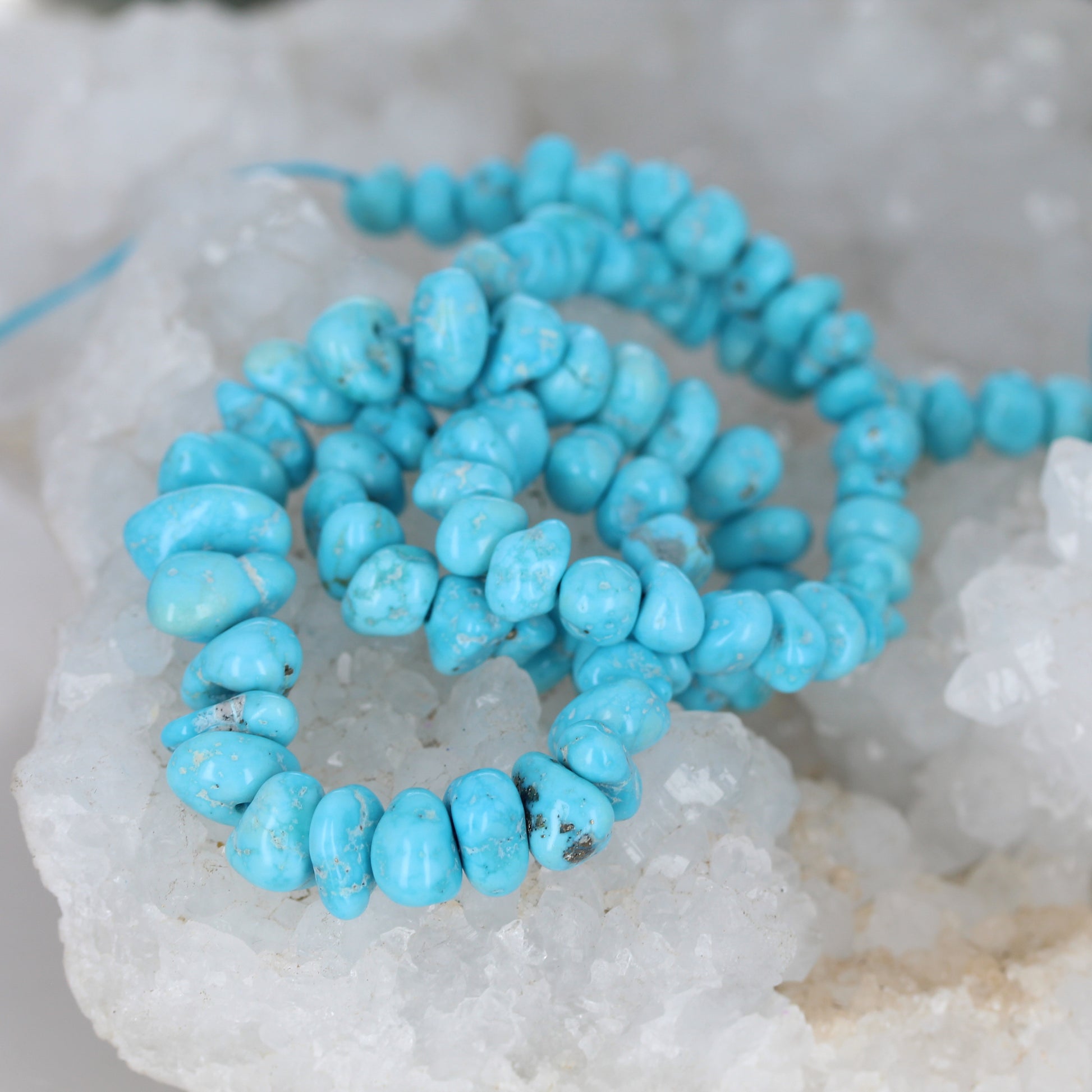 Sleeping Beauty Turquoise Beads 6-11mm Rounded Nuggets -NewWorldGems