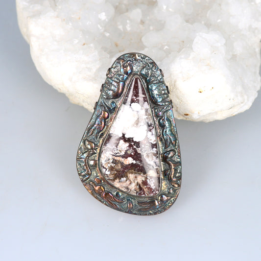 Wild Horse Jasper Sterling Pendant Centerpiece Rainbow Oxidized -NewWorldGems